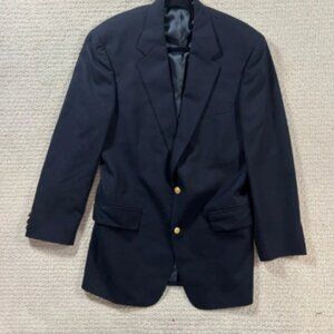 Brooks Brother's BrookEase Made in USA Navy Blue Wool Blazer Gold Buttons Sz 41L